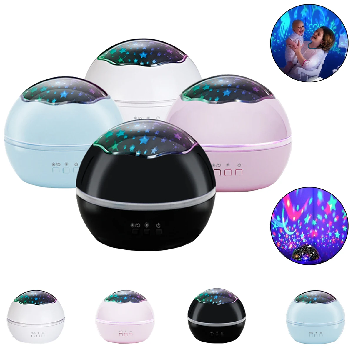 360-Degree Rotating Star Moon Projection Lamp 1