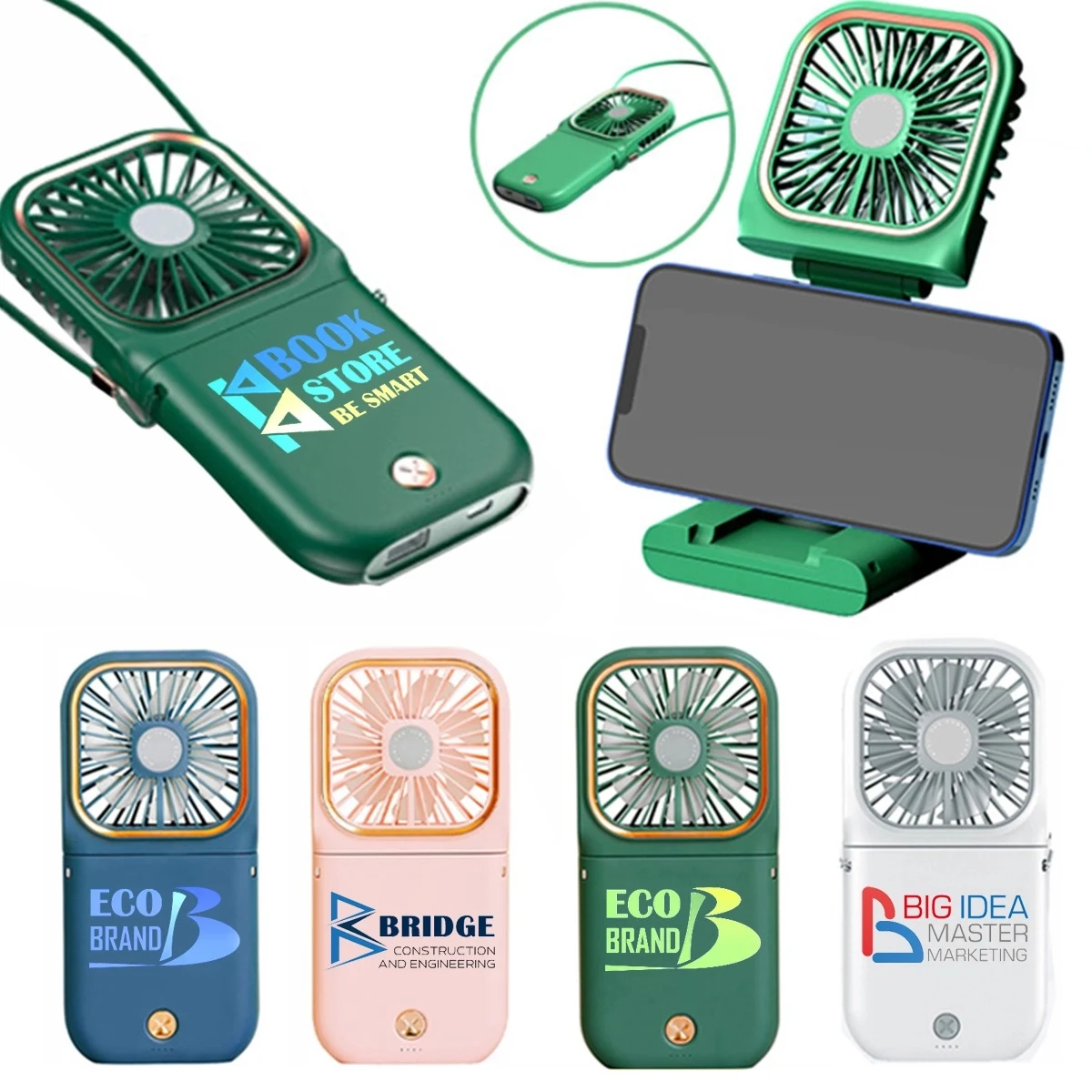 Mini Rechargeable Foldable Neck Hanging Fan with Power Bank 1
