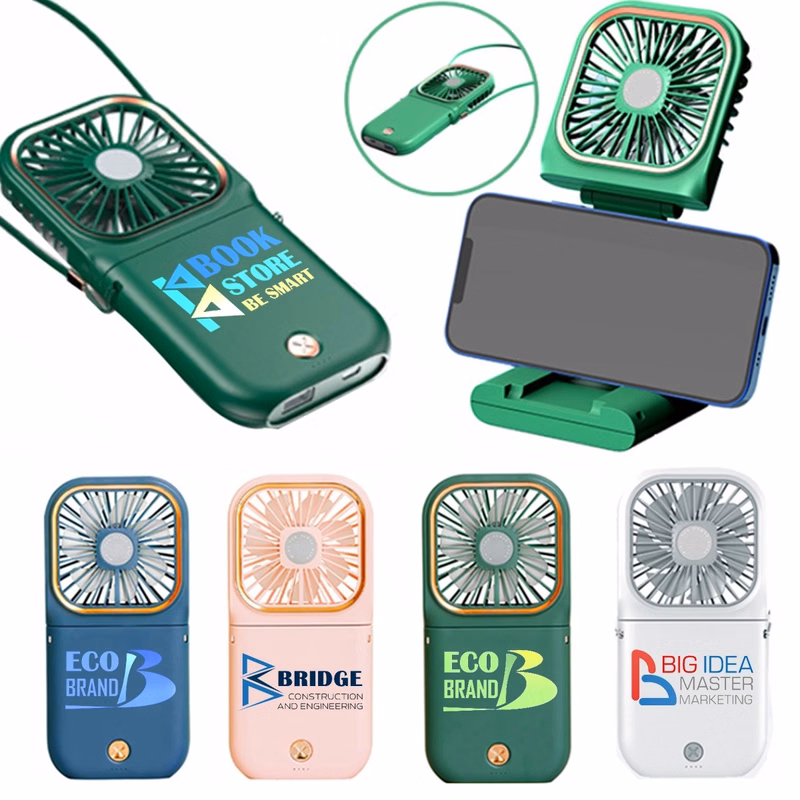 Mini Rechargeable Foldable Neck Hanging Fan with Power Bank