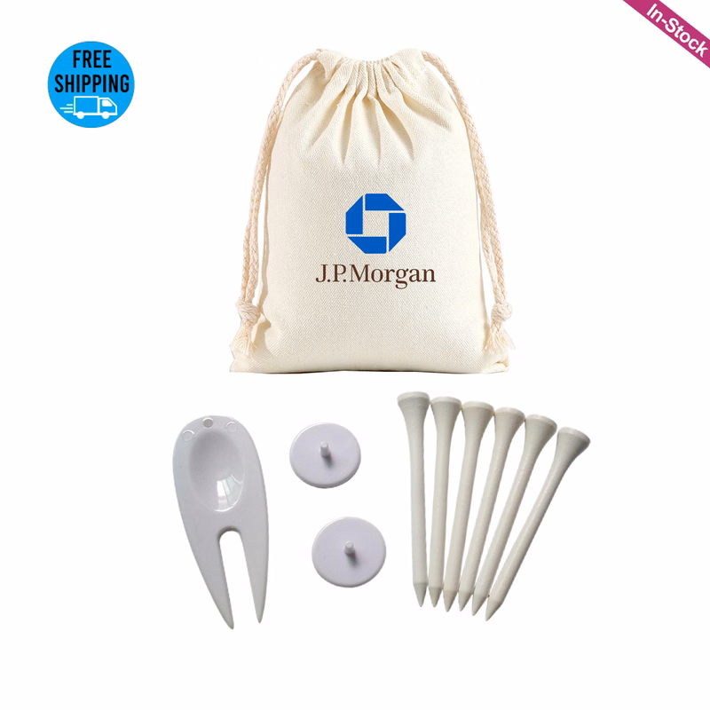 Cotton Golf Pack of 6 Tees, 2 Ball Markers, 1 Divot Tool