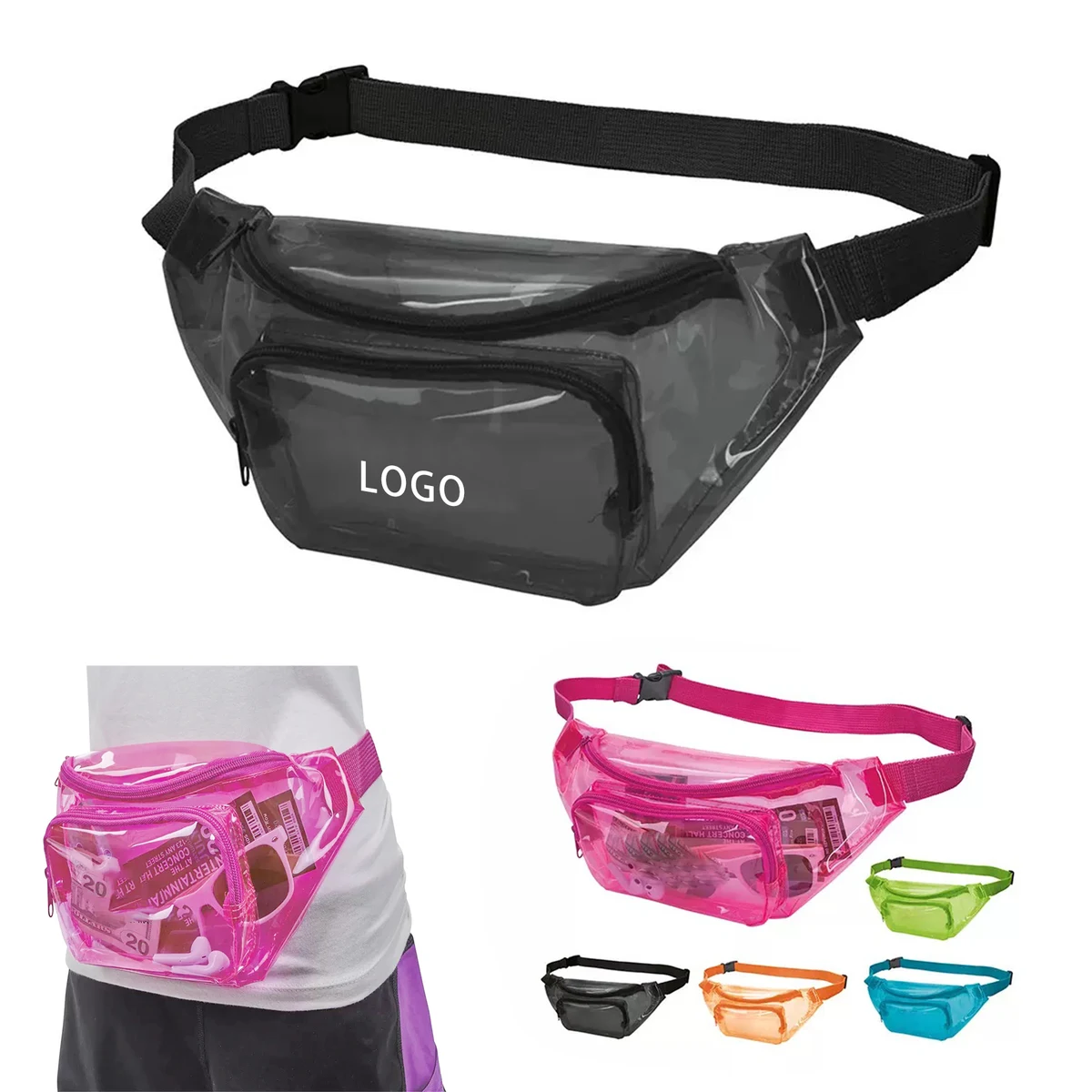 PVC Transparent Zipper Waist Bag 1