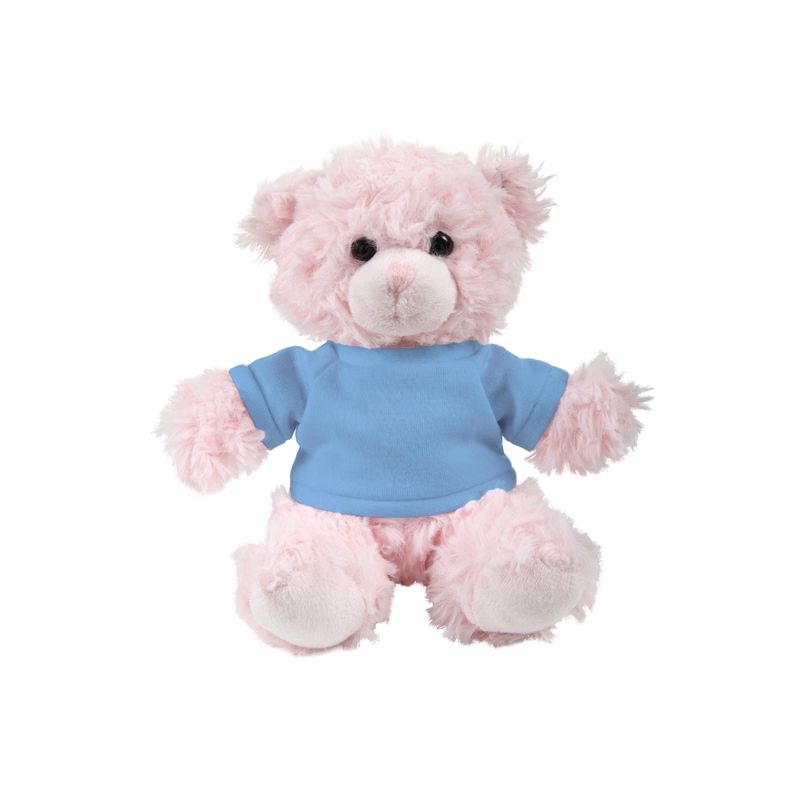 soft plush  Pink Curly Sitting Bear with t-shirt