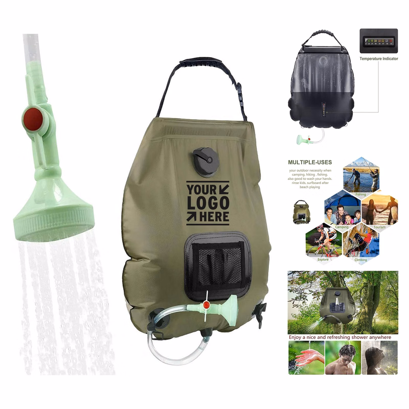 5 Gallons/20L Solar Heating Camping Shower Bag with Removable Hose and On-Off Switchable Head