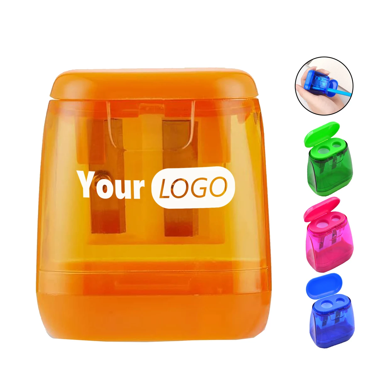 Double Hole Plastic Pencil Sharpener With Cover 1