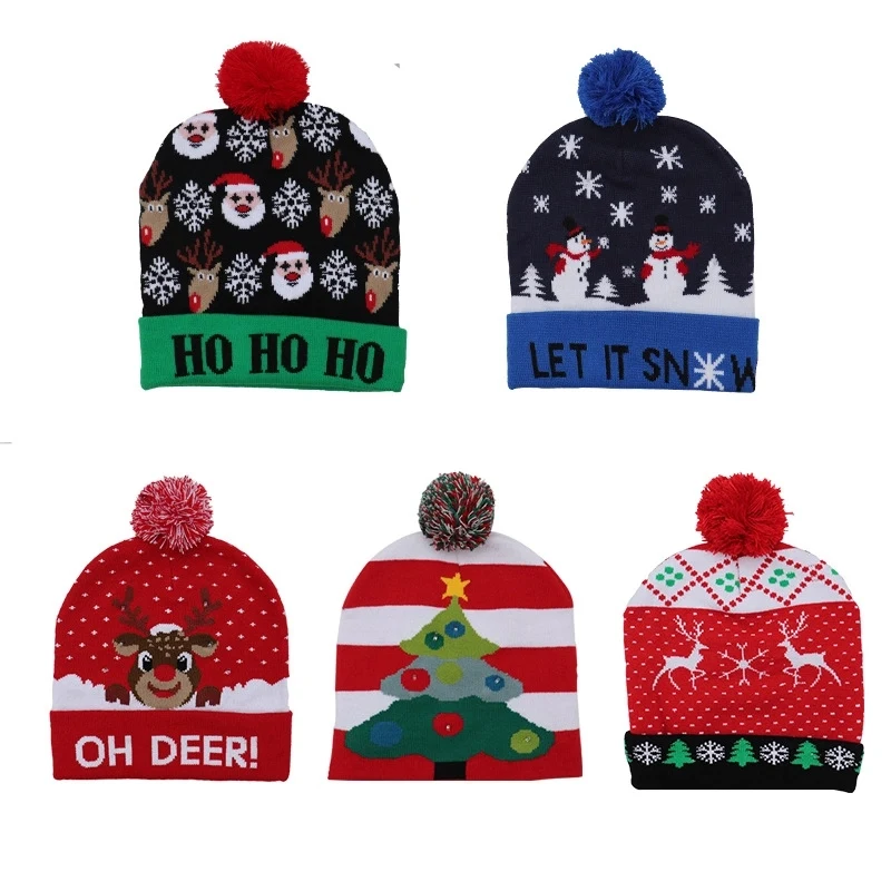 LED Winter Beanie, Blinky Snowman Hats 1
