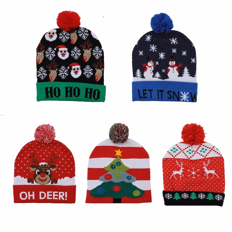 LED Winter Beanie, Blinky Snowman Hats