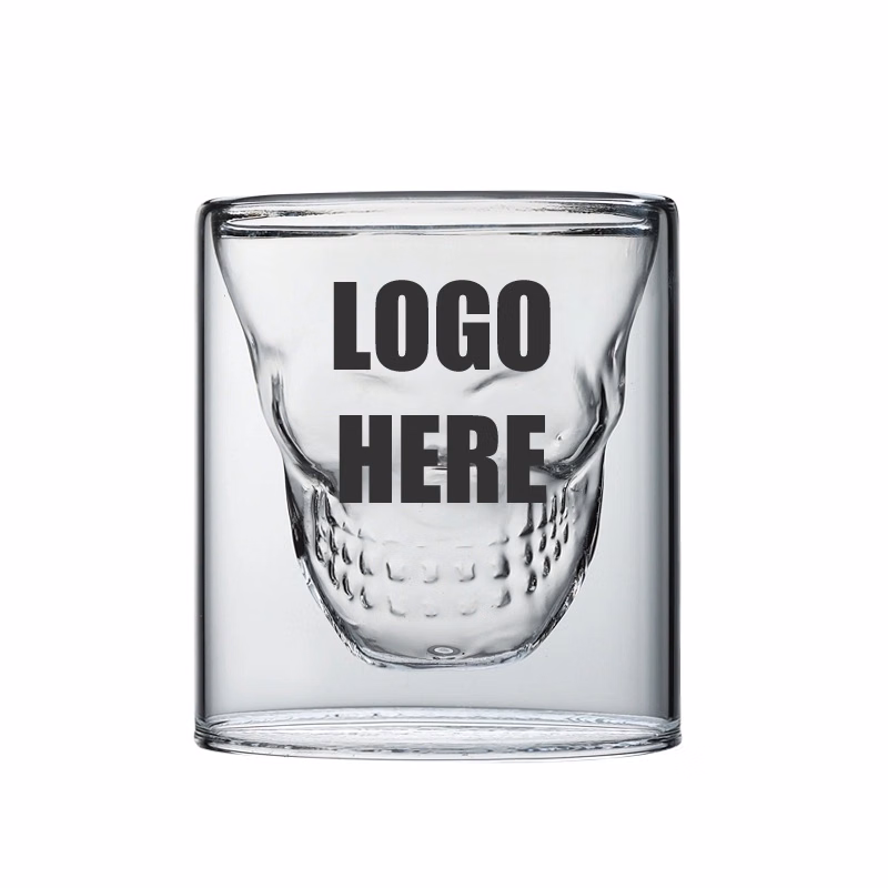 Custom 8.5 oz Double Layer Design Skull Whiskey Glass