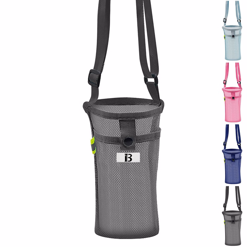 Portable Mesh Water Bottle Bag W/ Pocket