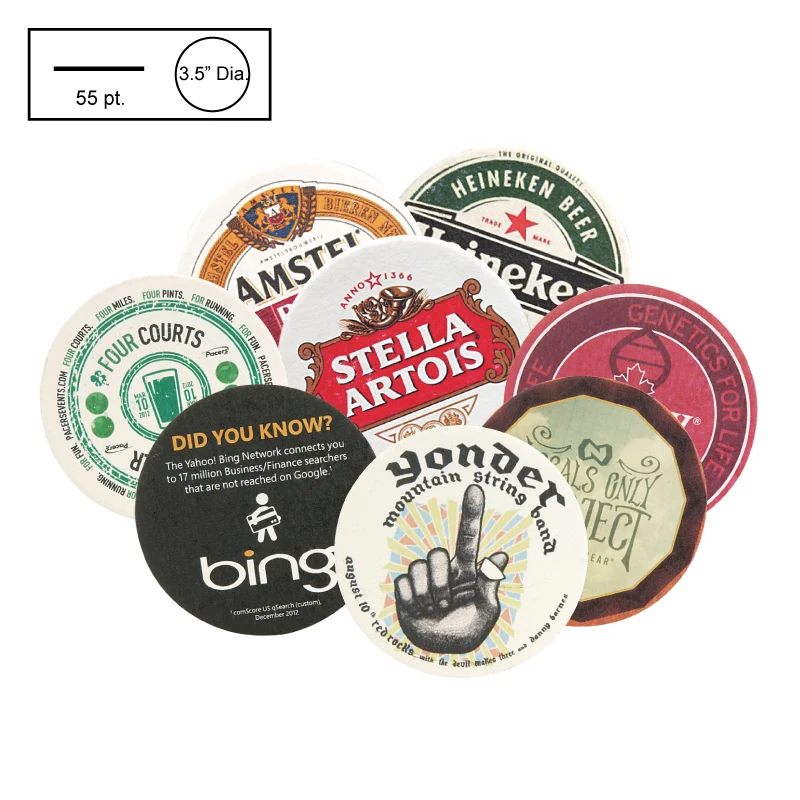 3.5" Circle Round Medium Weight Pulpboard Coaster 1
