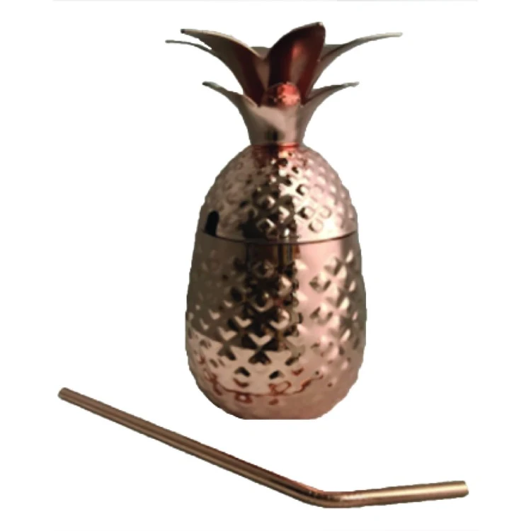 Stainless Steel Pineapple Mug with Straw - 24 oz. 1
