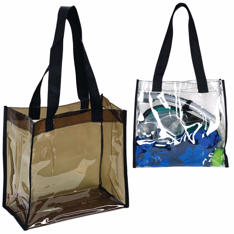 Clear Vinyl Tote Bag with Black Trim