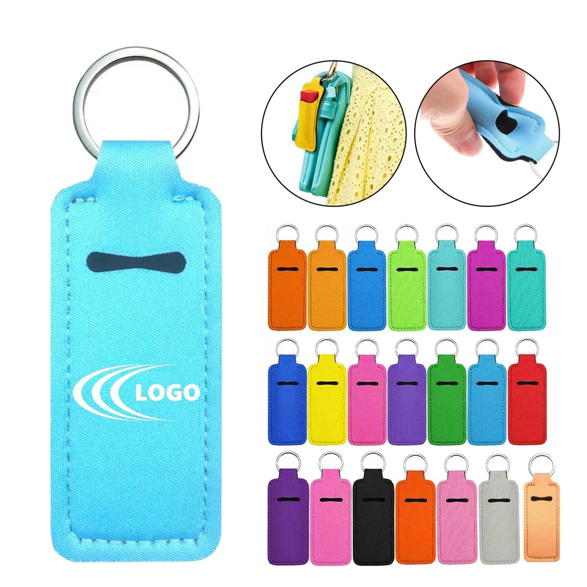 Full Color Neoprene Lipstick Holder Keychain MOQ 50 1