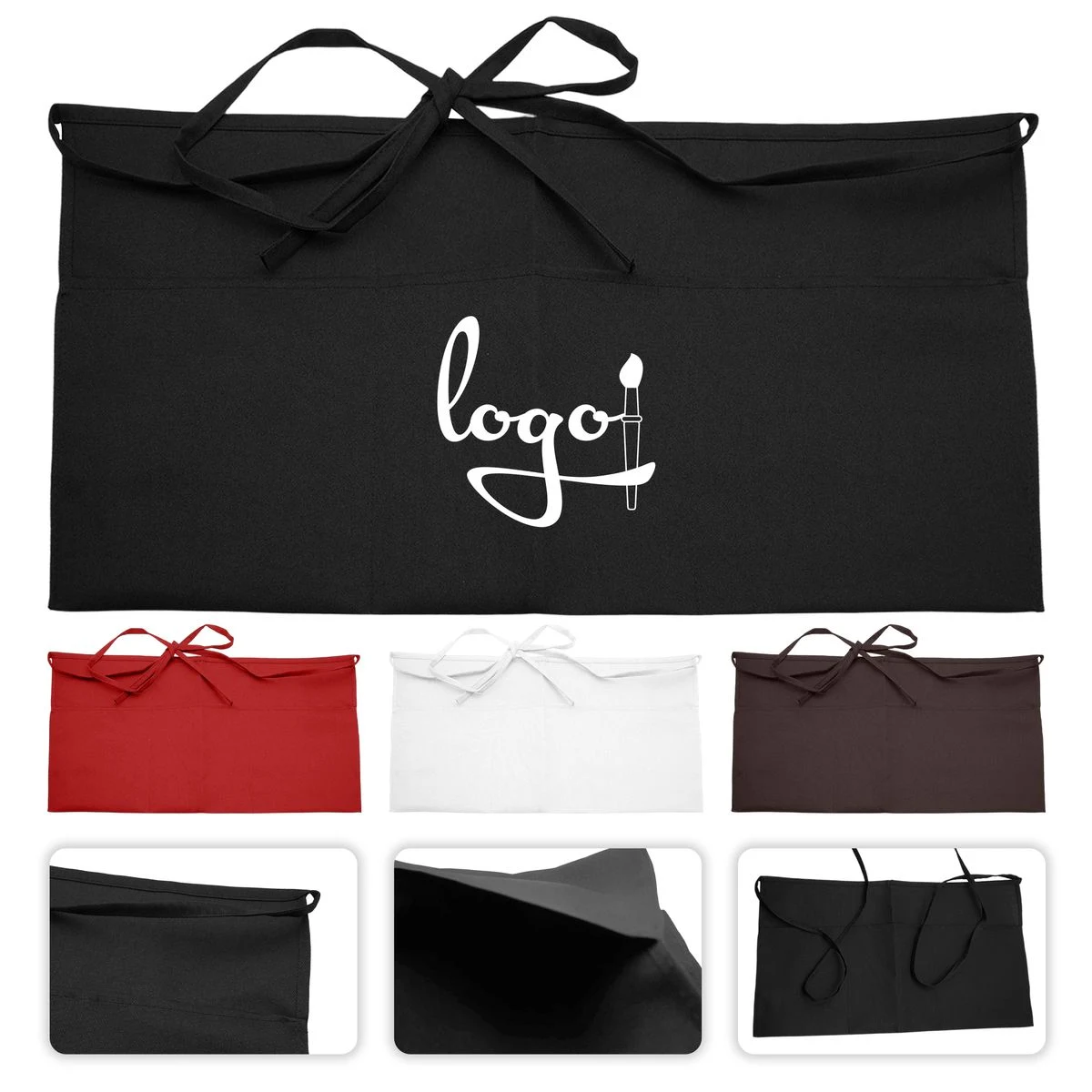 Waist Half Short Server Apron with Pockets 1