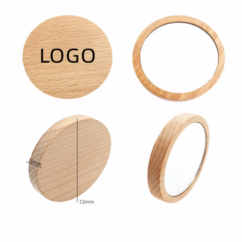 Full Color Pocket Wooden Portable Makeup Mirror