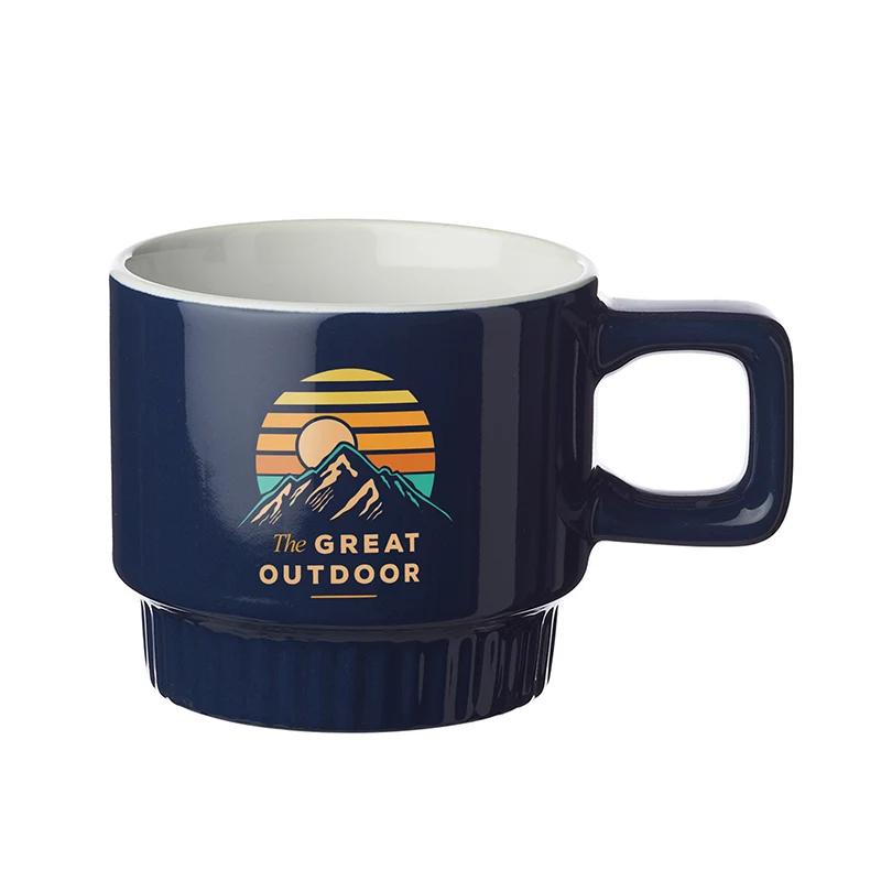 10 oz. Ridged Super Stacker Ceramic Mug (Full Color Imprint) 1