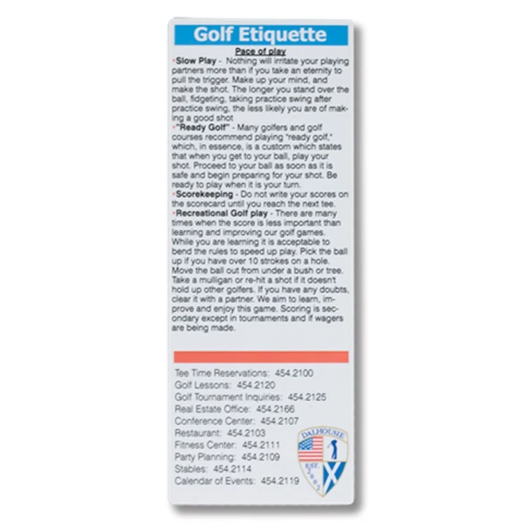 Laminated Schedule and Information Card 1