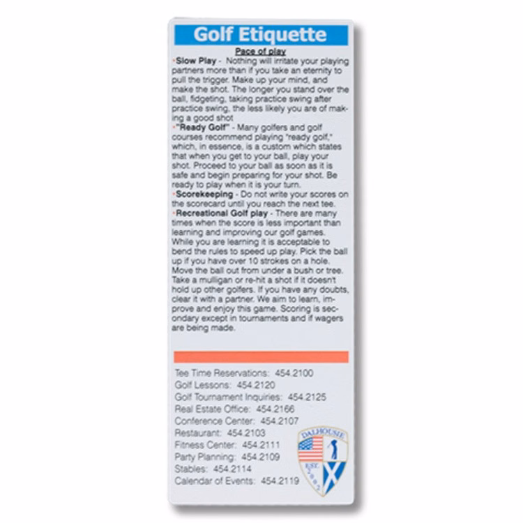 Laminated Schedule and Information Card