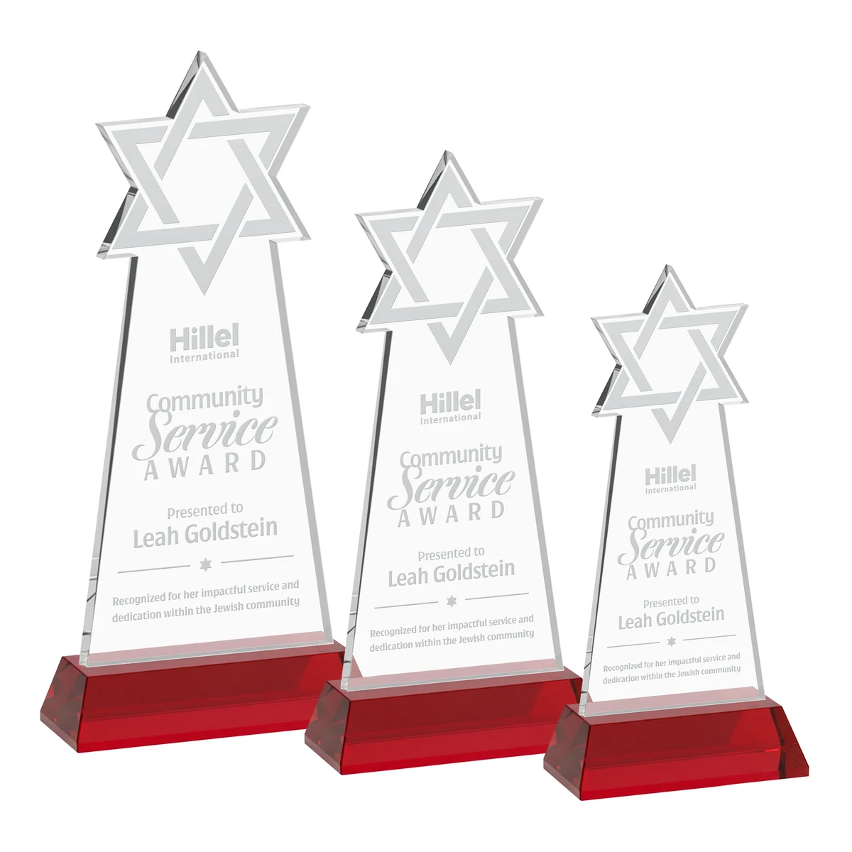 Star of David Award on Hartford Base - Red 1