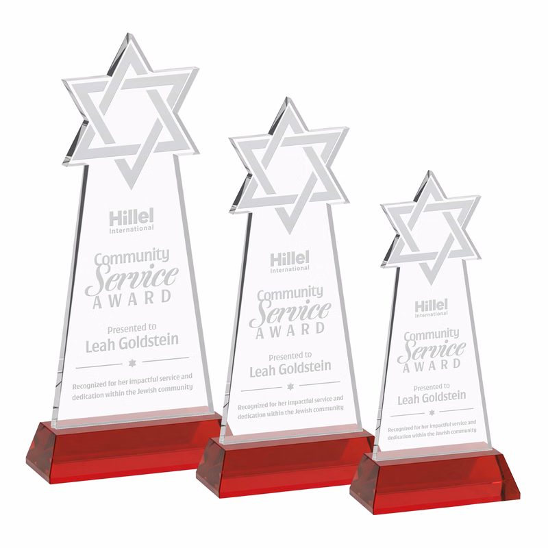 Star of David Award on Hartford Base - Red