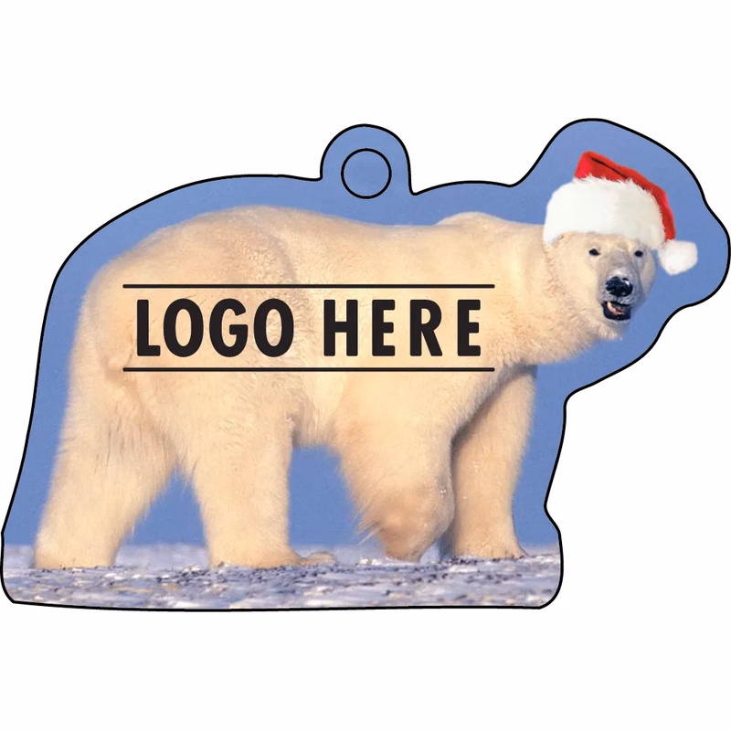1/4" Recycled Wood Ornaments-Polar Bear w/ Santa Hat