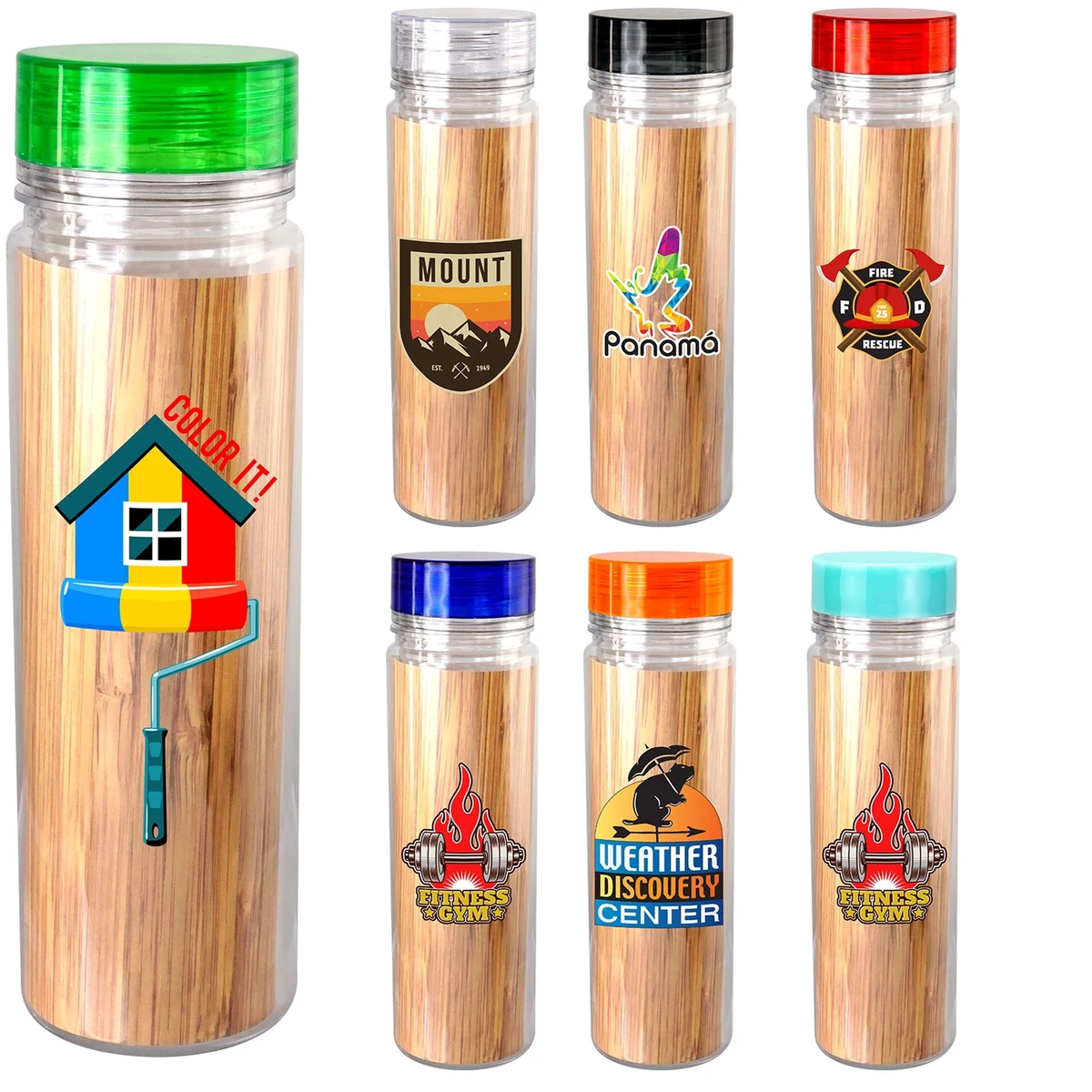 Clear View 18 oz. Full Color Bamboo Pattern Bottle 1