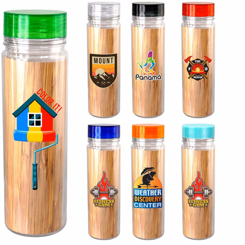 Clear View 18 oz. Full Color Bamboo Pattern Bottle