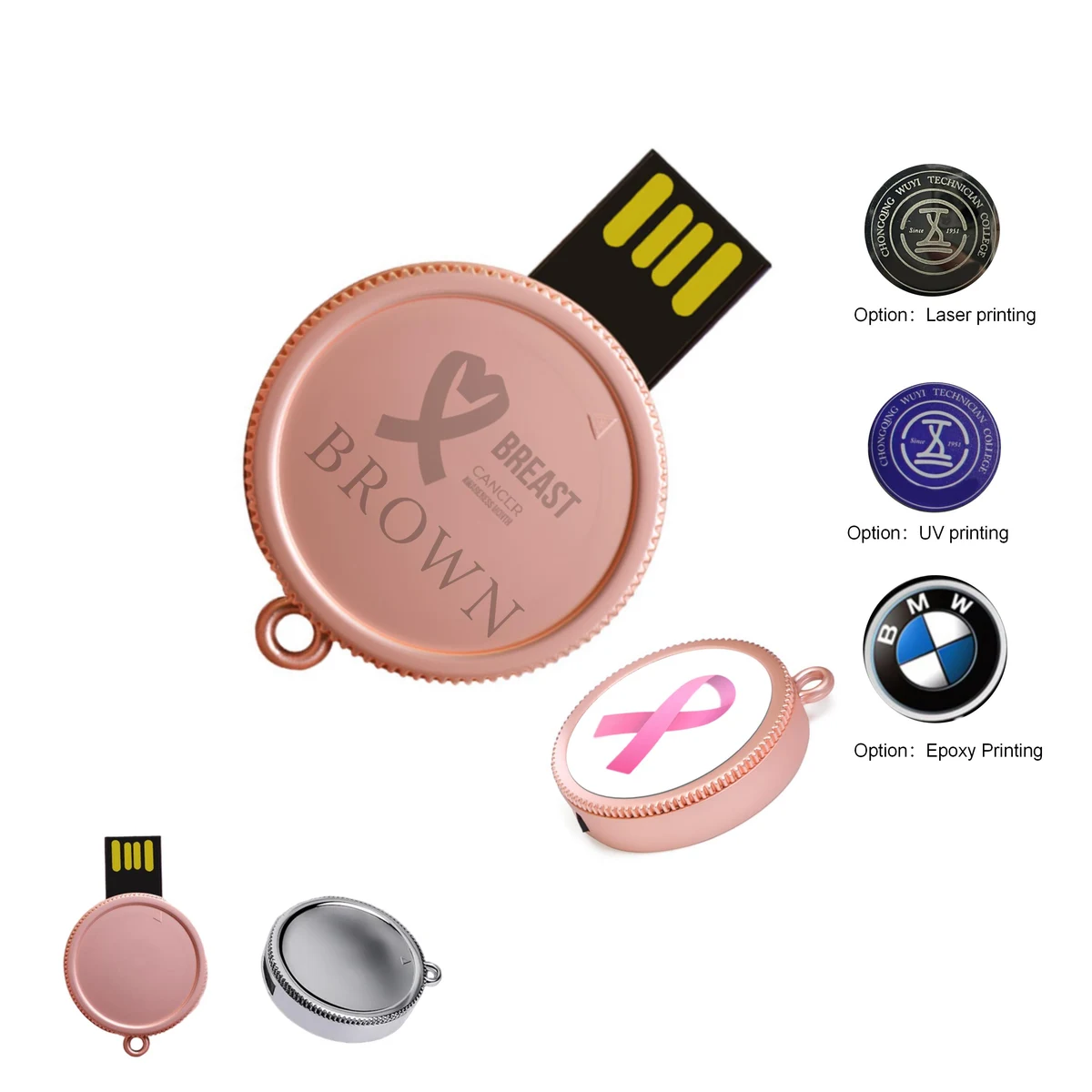 Round Metal Swivel USB Flash Drive 4GB 1