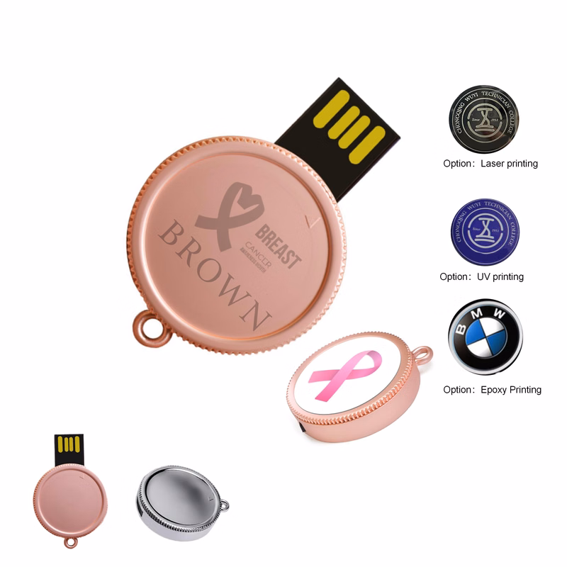 Round Metal Swivel USB Flash Drive 4GB