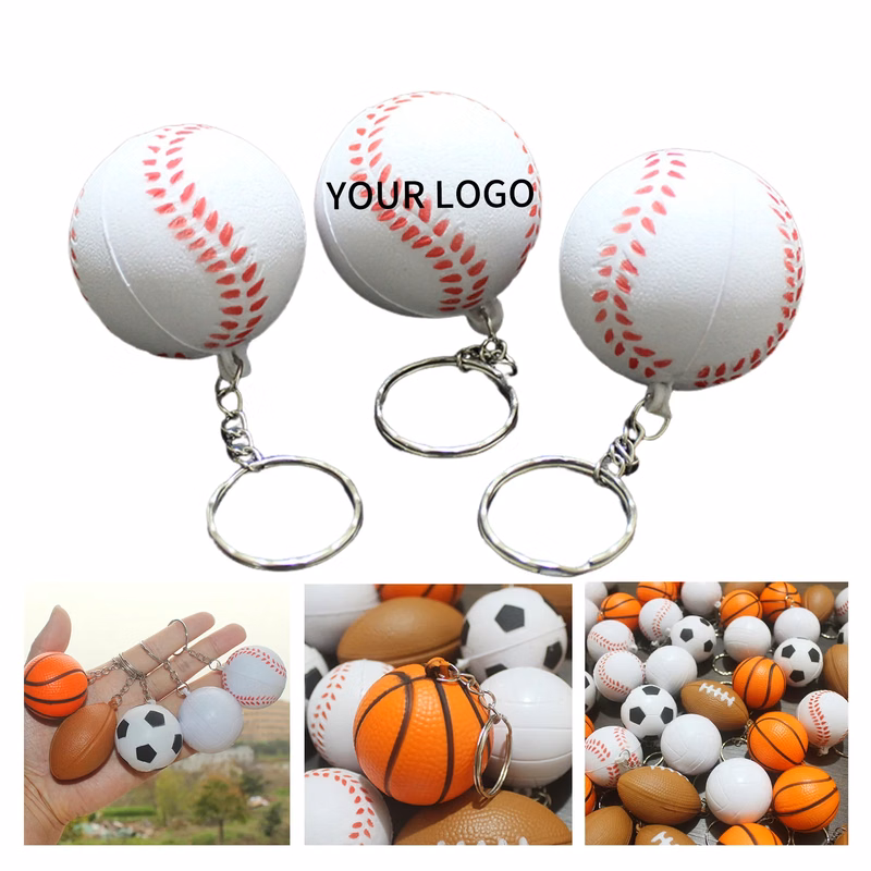 3.55 Inch Foam Sports Ball Keychain Compact and Portable