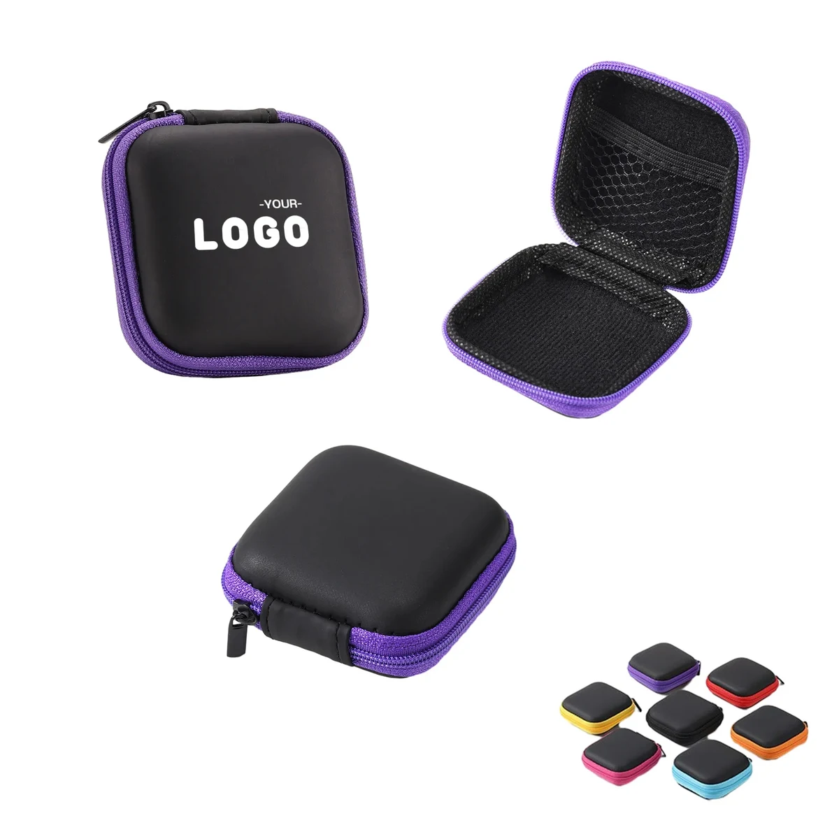 Portable Square Zipper Headphone Storage Bag 1