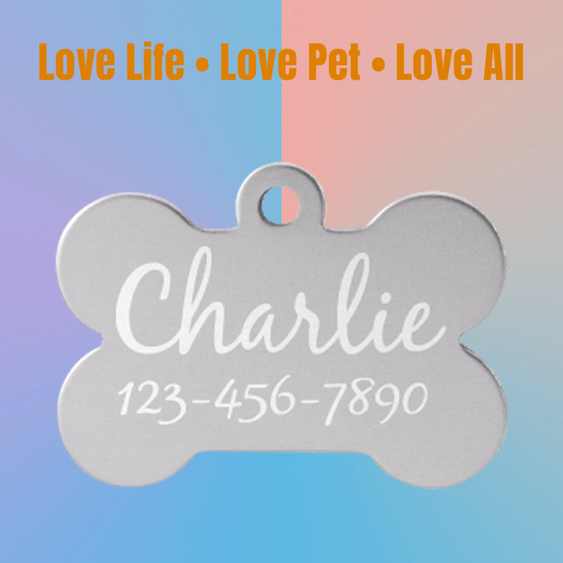 Silver Laserable Anodized Aluminum Bone Pet Tag