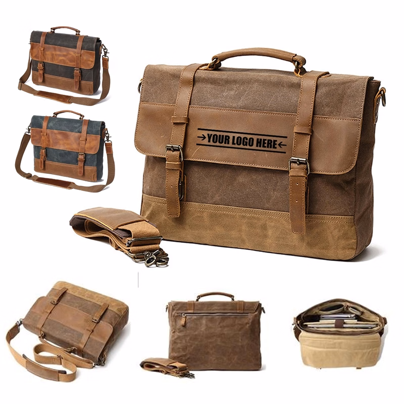 Canvas Leather Computer Laptop Bag