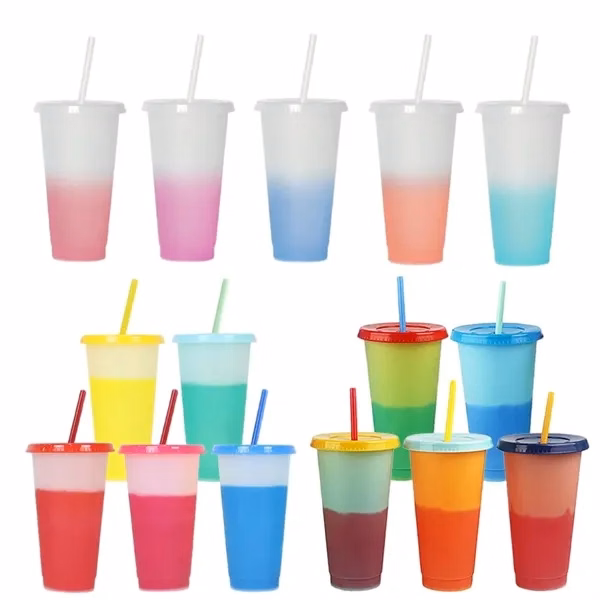 Custom 24 oz Color Changing Cup with Straw Set — Interactive Beverage Bundle
