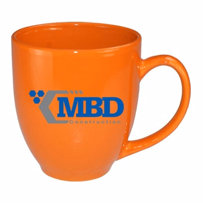 15 oz glossy vitrified bistro coffee mugs -california orange