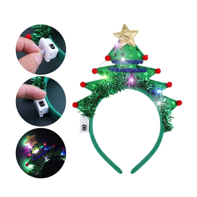 Christmas Tree Headband With Lights 1