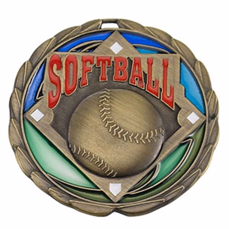 Softball Color Epoxy Medallion (2-1/2")