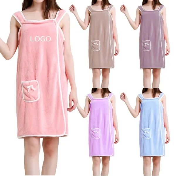Soft Coral Fleece Bathrobe with Sleeveless Cozy Loungewear 1