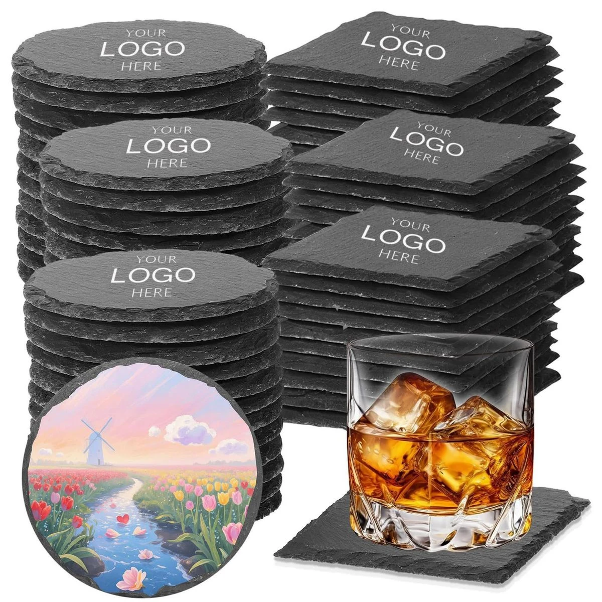 Personalized Custom Black Slate Coaster with Laser Engraving 1