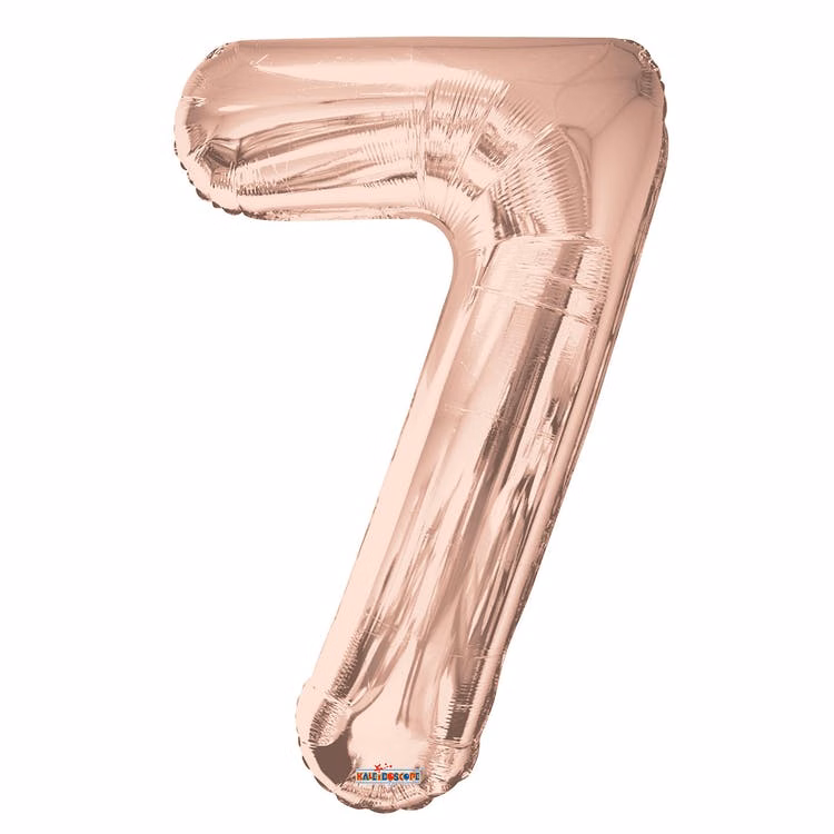 Mylar Number 7 Balloons - Rose Gold 34"