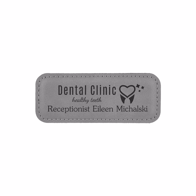 Gray Leatherette Badge w/ Magnet