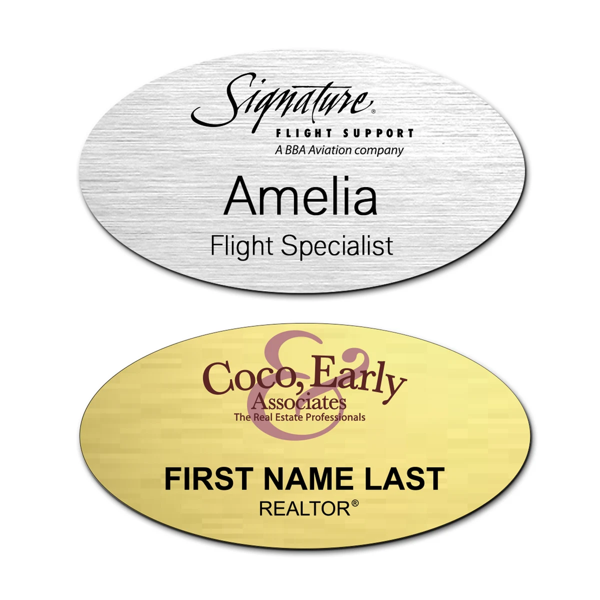 1.5" X 3" Full Color Plastic Oval Name Badge 1