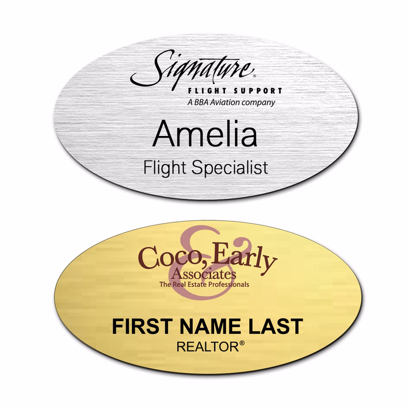 1.5" X 3" Full Color Plastic Oval Name Badge