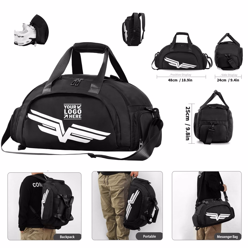 Men Women Sports Gym Bag Foldable Water Resistant Travel Duffle Backpack with Wet Pocket