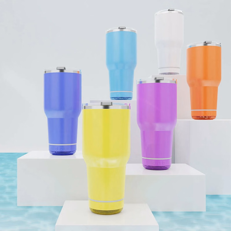 30 Oz. Double Wall Metal Beer Mug with Wireless Speaker