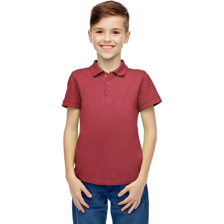 Boys' Uniform Polo Shirts - Burgundy Short Sleeve Size 4 - 7 1