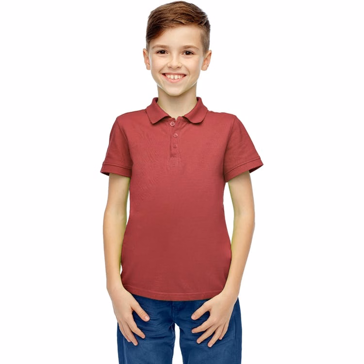 Boys' Uniform Polo Shirts - Burgundy Short Sleeve Size 4 - 7