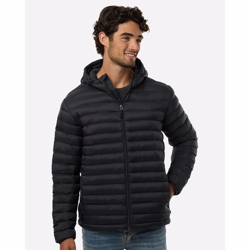 Men's Lightweight Poly-filled Hooded Puffer Jacket - 26715