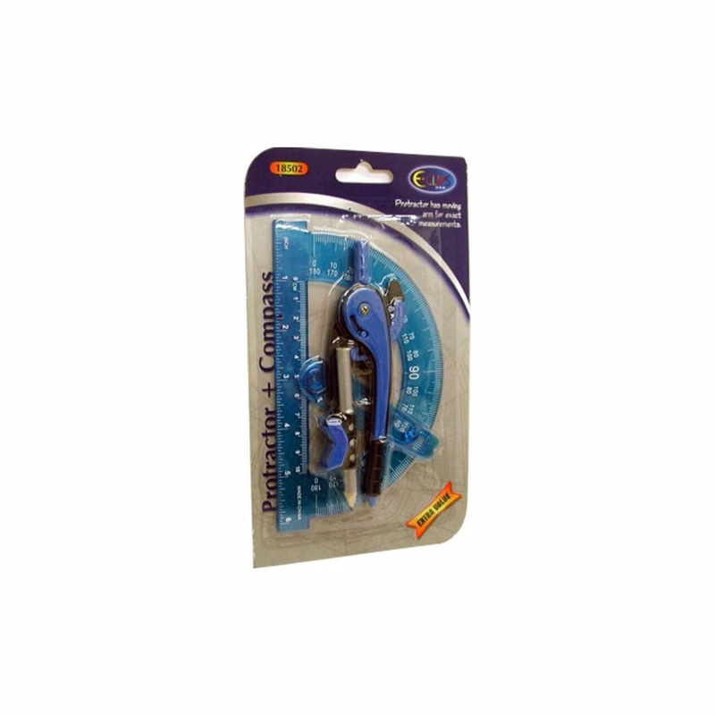 Protractor & Compass - 2 Pieces Assorted Colors