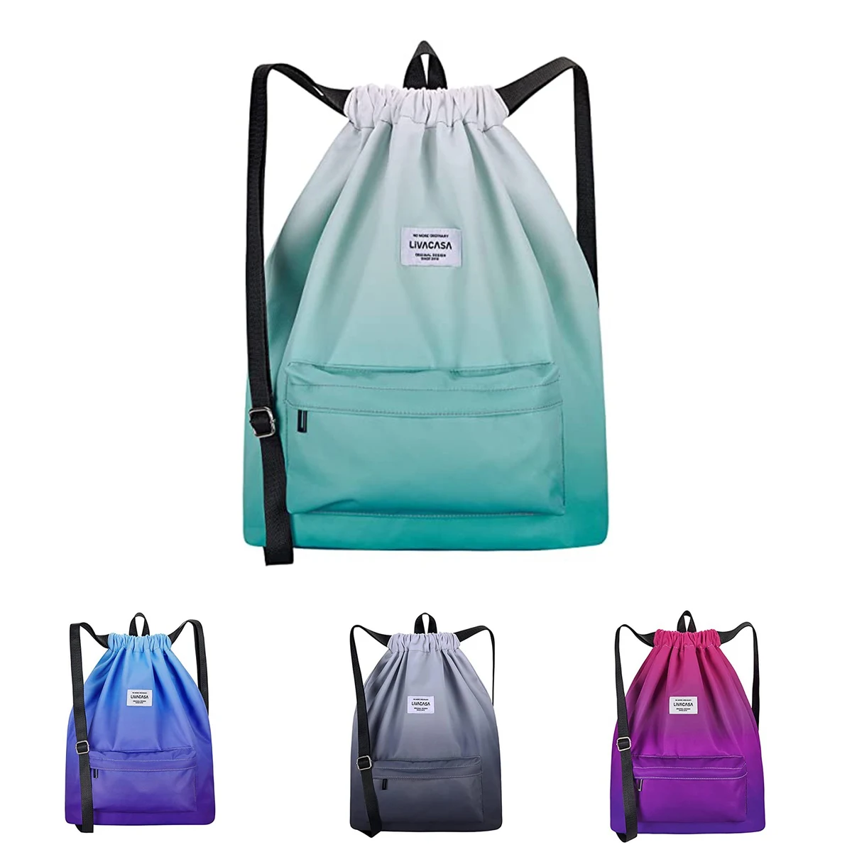 13.4 x 16.5 Inches Bule Drawstring Backpack Bag 1
