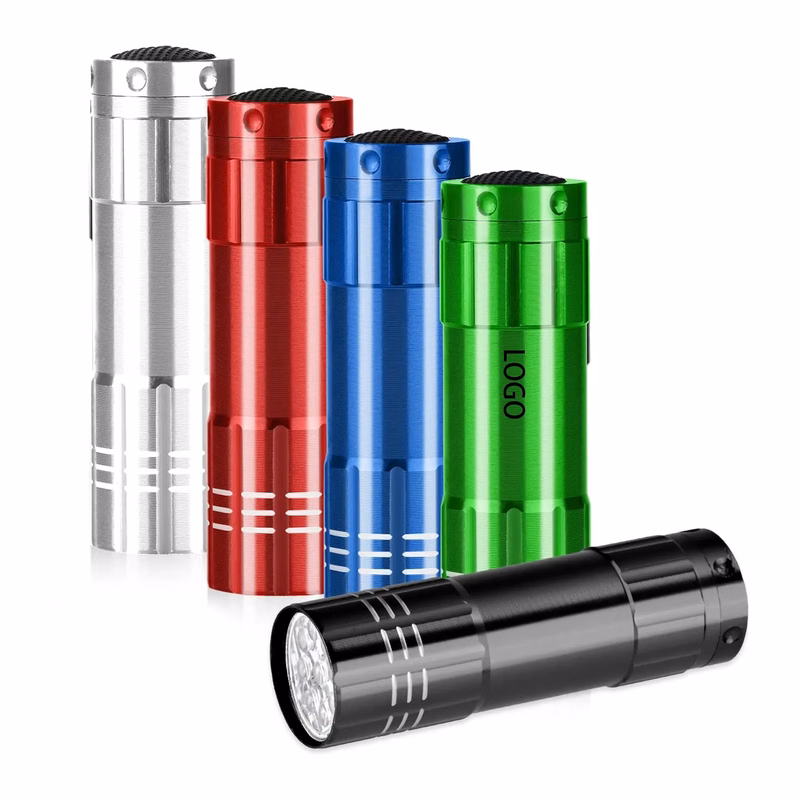 MOQ 50pcs 9LED Mini Aluminum Alloy Flashlight